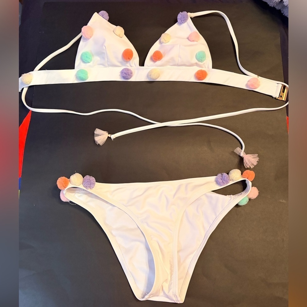Colorful Pom Pom Bikini Set